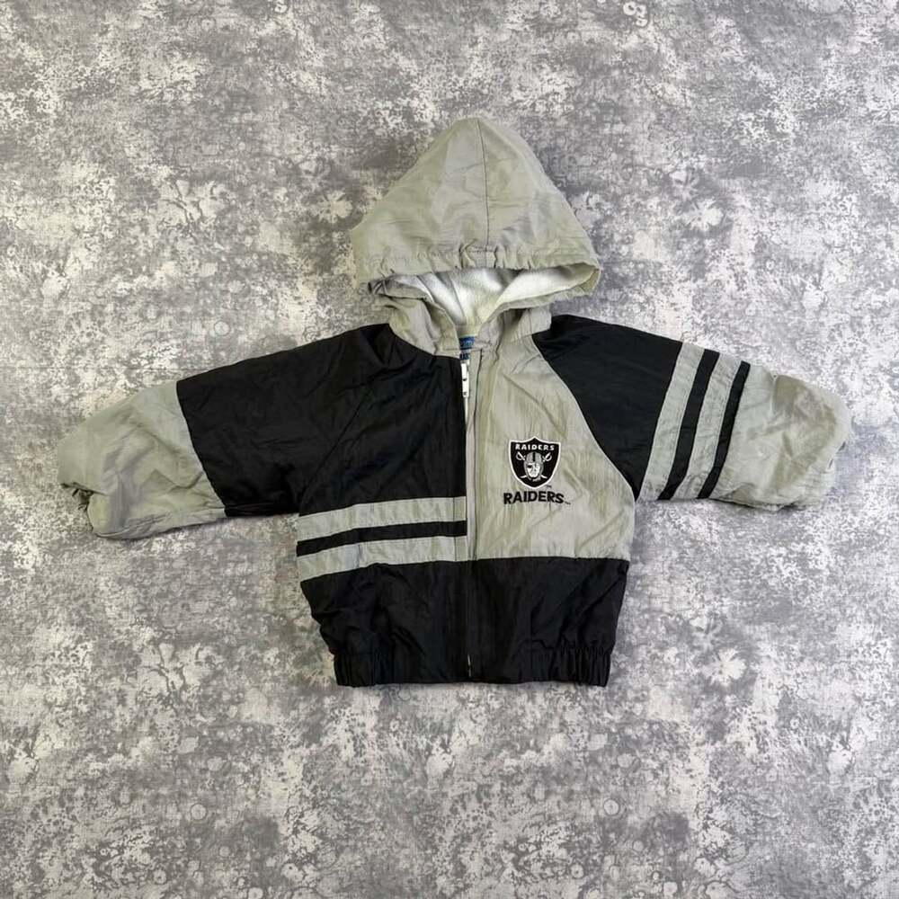 Vintage Team NFL Babyfair Oakland Raiders Hooded Windbreaker Jacket 12 Months